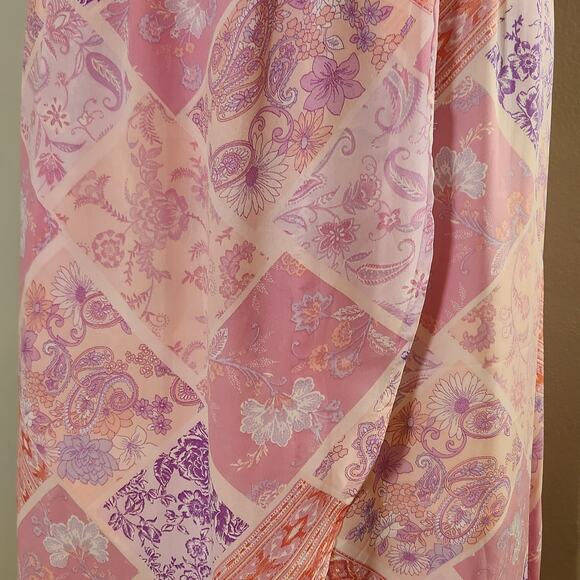 EMILY WONDER Off-Shoulder Pink Patchwork Midi Dress, Women's Size Large - Picture 9 of 12